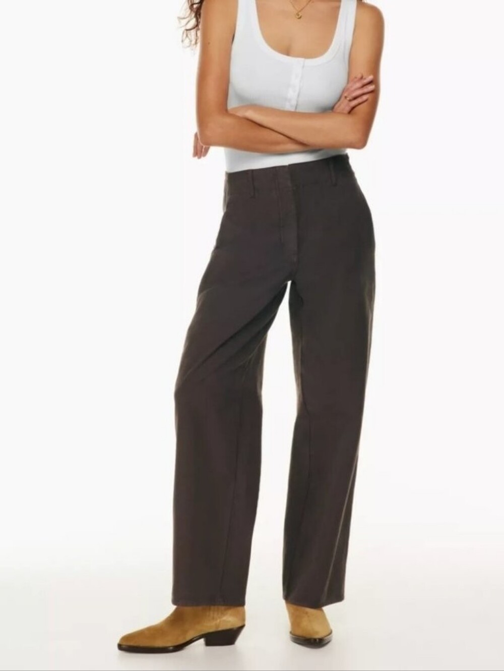Aritzia Wilfred Ascendant Pant High Rise Utility Wide Leg Size 8 Brown - Picture 3 of 16